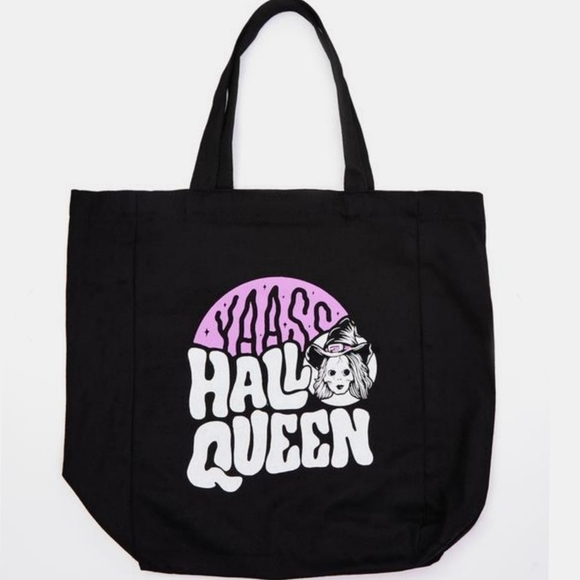 Too Fast ✦ “Queen Witch” Graphic Tote Bag ✦ Black Purple Witchcore Carryall OS - Picture 2 of 7